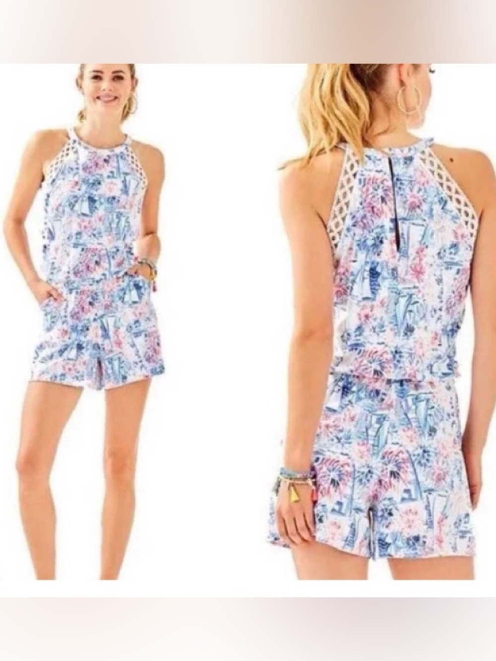 Lilly Pulitzer Lala Romper Size XS. Sea to Shining Sea Print